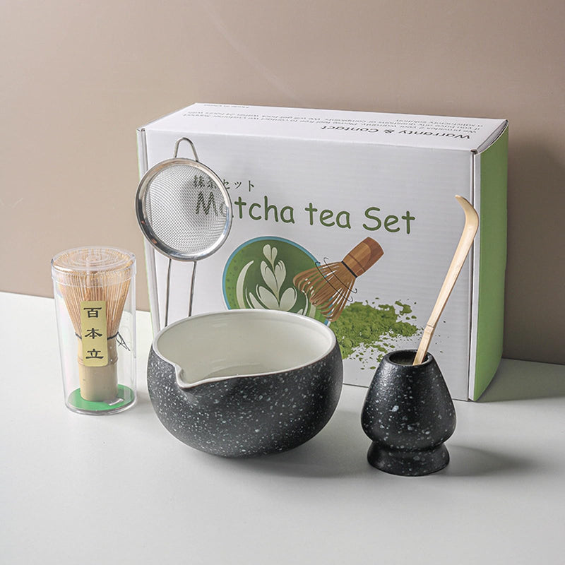 JIKANNOYA 抹茶セット 自宅用 抹茶 セット 茶道具 初心者 お点前セット 抹茶 陶器 抹茶茶碗 注ぎ口付き 茶杓 茶杓立て 茶せん 百本立 茶筅立て くせ直し 綿茶巾 抹茶篩 茶道セット matcha set for beginners お手入れも簡単 母の日 父の日 誕生日 贈り物 おしゃれ 500ml AQCJ66
