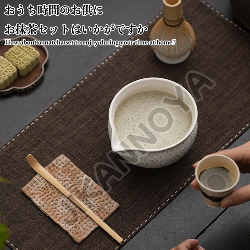 JIKANNOYA 抹茶セット 抹茶 セット 自宅用 茶道具 初心者 お点前セット 抹茶 陶器 抹茶茶碗 茶杓 茶杓立て 茶せん 百本立 茶筅立て くせ直し 綿茶巾 抹茶篩 茶道セット matcha set for beginners お手入れも簡単 母の日 父の日 誕生日 贈り物 おしゃれ 550ml AQCJ88