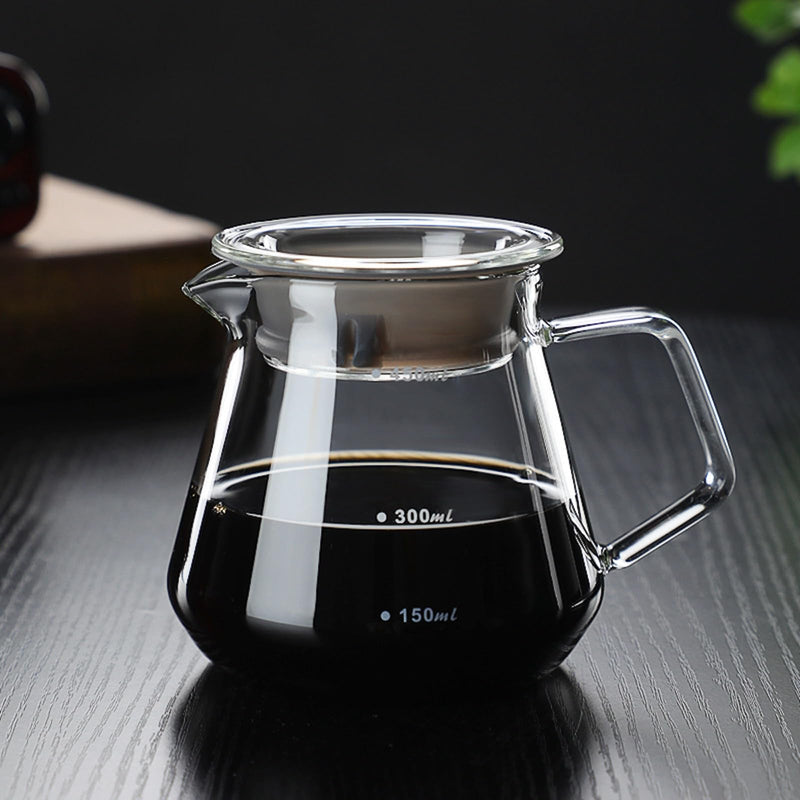 JIKANNOYA コーヒードリッパー ハンドドリップセット コーヒーサーバー 割れない コーヒー サーバー 高ホウ素シリカガラス材料 耐熱ガラス 直火対応 耐寒性 透明 蓋付き 電子レンジ·食洗機対応 目盛り付き コーヒー用品 使いやすい 洗いやすい 多用途 家用 喫茶店 AQKF31