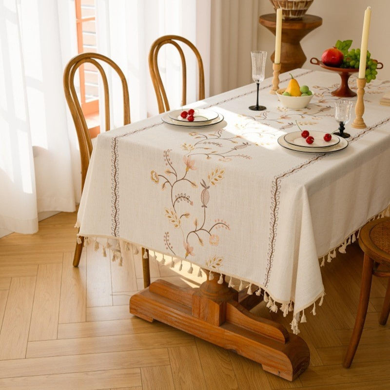 JIKANNOYA テーブルクロス 撥水 おしゃれ テーブルクロス- 長方形 花柄 北欧 テーブル table cloth for dining table 耐熱 防水 防油 汚れ防止 洗濯可能 お手入れ簡単 高級 リネン 長机用 家庭用 業務用 FSZB02