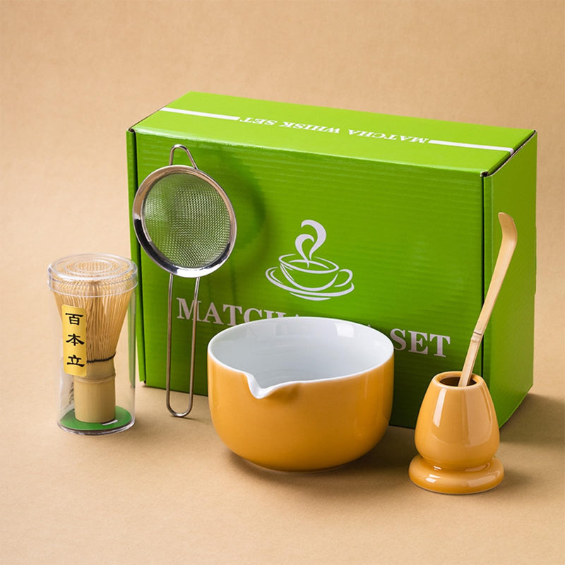 JIKANNOYA 抹茶セット 茶道具 初心者 抹茶 セット お点前セット 陶器 抹茶 抹茶茶碗 茶杓 茶杓立て 茶せん 百本立 茶筅立て くせ直し 綿茶巾 抹茶篩 茶道セット matcha set for beginners お手入れも簡単 母の日 父の日 誕生日 贈り物セット 420ml AQCJ46