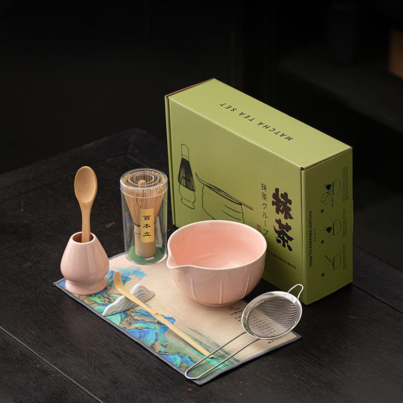 JIKANNOYA 抹茶セット 抹茶 セット 自宅用 茶道具 初心者 お点前セット 抹茶 陶器 抹茶茶碗 茶杓 茶杓立て 茶せん 百本立 茶筅立て くせ直し 綿茶巾 抹茶篩 茶道セット matcha set for beginners お手入れも簡単 母の日 父の日 誕生日 贈り物 おしゃれ CJ198