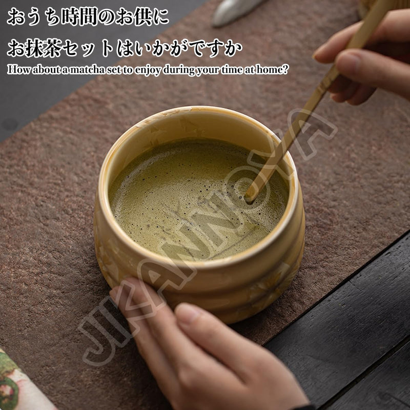 JIKANNOYA 抹茶 セット 抹茶セット 自宅用 茶道具 初心者 お点前セット 抹茶 陶器 抹茶茶碗 茶杓 茶杓立て 茶せん 百本立 茶筅立て くせ直し 綿茶巾 抹茶篩 茶道セット matcha set for beginners お手入れも簡単 母の日 父の日 誕生日 贈り物 おしゃれ 氷花柄 650ml AQCJ104