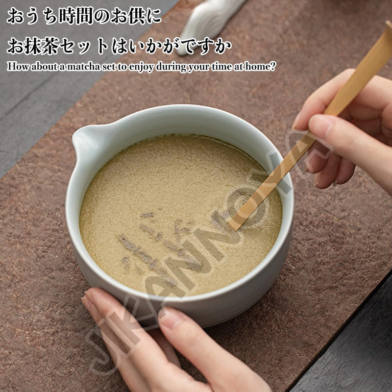 JIKANNOYA 抹茶 セット 抹茶セット 自宅用 茶道具 初心者 お点前セット 抹茶 陶器 抹茶茶碗 茶杓 茶杓立て 茶せん 百本立 茶筅立て くせ直し 綿茶巾 抹茶篩 茶道セット matcha set for beginners お手入れも簡単 母の日 父の日 誕生日 贈り物セット おしゃれ 600ml AQCJ82