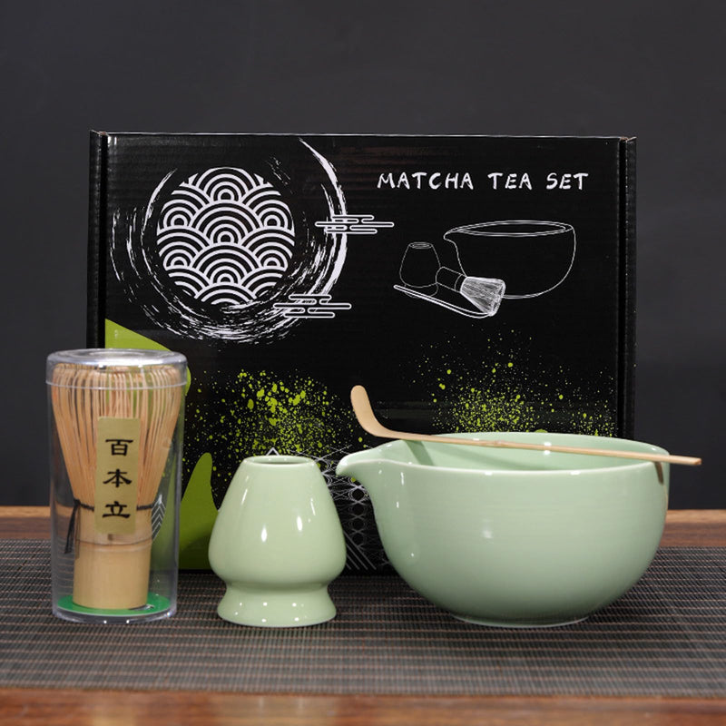 JIKANNOYA 茶道具 セット 抹茶セット お点前セット 4点セット 茶筅 茶せん 百本立 茶筅立て くせ直し 茶杓 初心者 抹茶スターター おうち時間グッズ お手入れも簡単 母の日 父の日 誕生日 贈り物