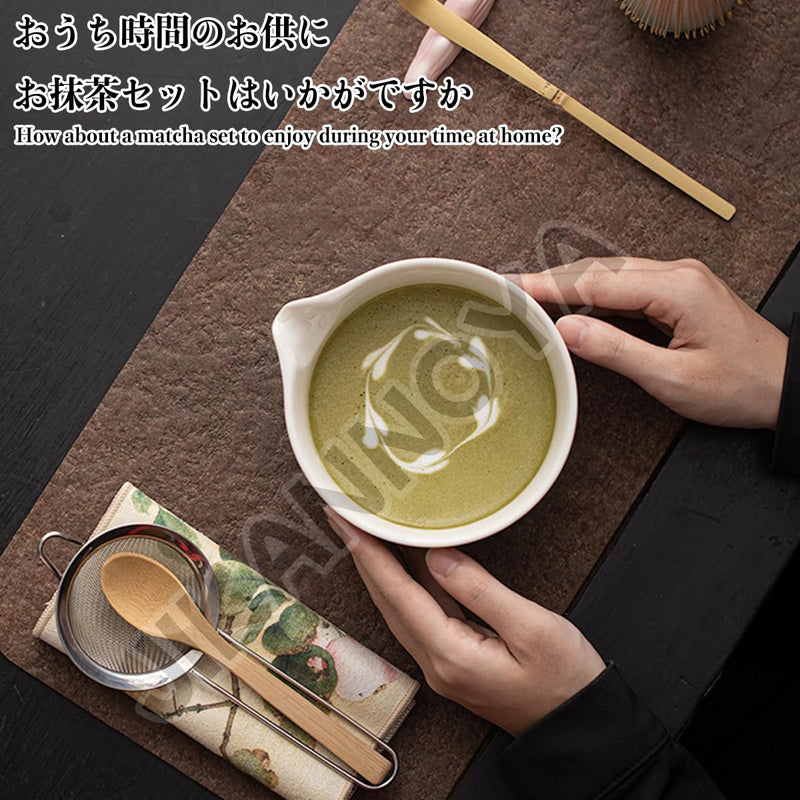 JIKANNOYA 抹茶 セット 抹茶セット 自宅用 茶道具 初心者 お点前セット 抹茶 陶器 抹茶茶碗 茶杓 茶杓立て 茶せん 百本立 茶筅立て くせ直し 綿茶巾 抹茶篩 茶道セット matcha set for beginners お手入れも簡単 母の日 父の日 誕生日 贈り物 おしゃれ AQCJ110