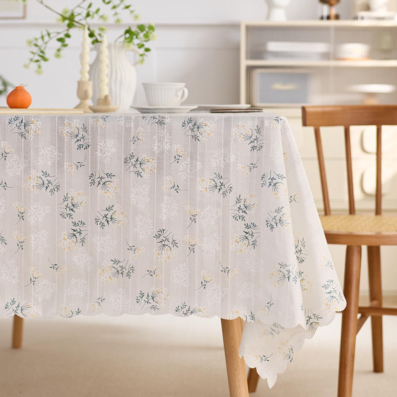 JIKANNOYA テーブルクロス 撥水 おしゃれ テーブルクロス- 長方形 花柄 北欧 テーブル table cloth for dining table 耐熱 防水 防油 汚れ防止 洗濯可能 お手入れ簡単 高級 リネン 長机用 家庭用 業務用 ZB01