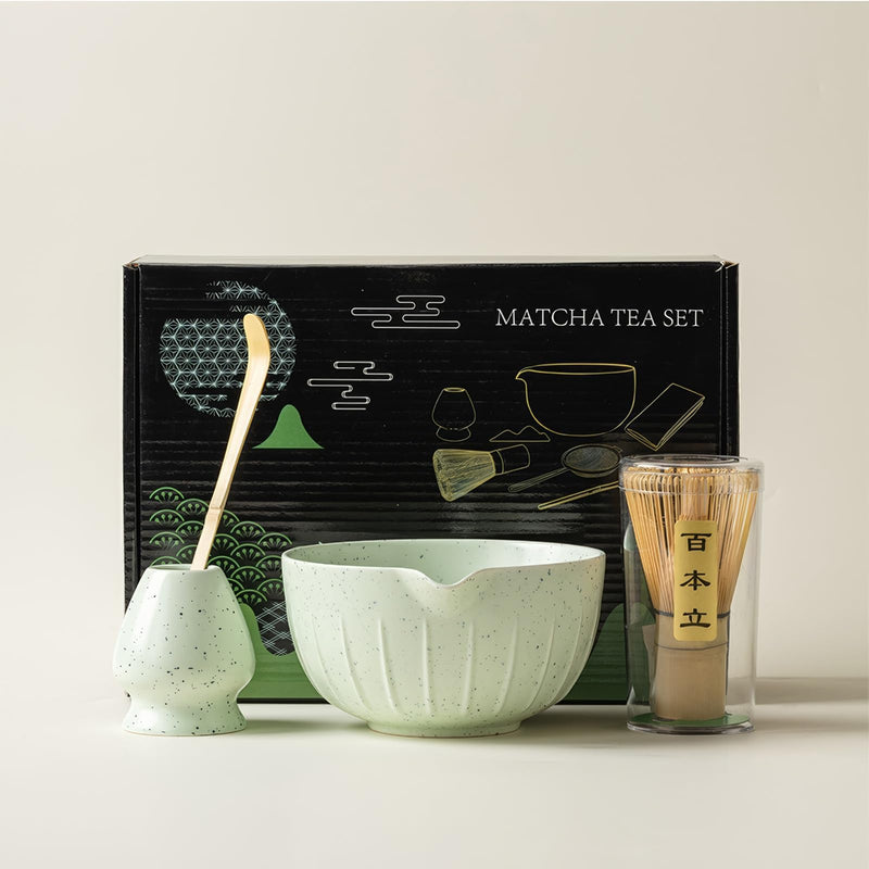 JIKANNOYA 抹茶 セット 抹茶セット 茶道具 初心者 お点前セット 抹茶 陶器 抹茶茶碗 茶杓 茶杓立て 茶せん 百本立 茶筅立て くせ直し 綿茶巾 抹茶篩 茶道セット matcha set for beginners お手入れも簡単 母の日 父の日 誕生日 贈り物セット 500ml AQCJ37