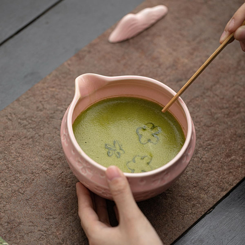 JIKANNOYA 抹茶 セット matcha set 茶道具 4点セット 抹茶茶碗 bowl 茶杓 茶せん 百本立 whisk 茶筅立て くせ直し お手入れも簡単 初心者 自宅用 ceremony 母の日 父の日 誕生日 贈り物 gift 持ち運び おしゃれ cute 高級 おうち時間グッズ 桜 CJ174