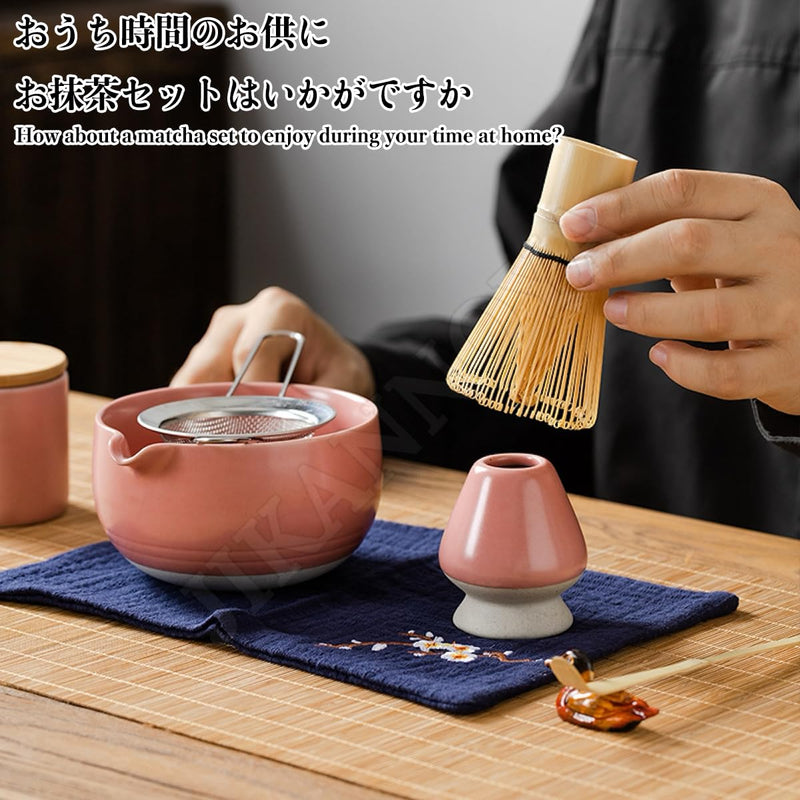 JIKANNOYA 抹茶 セット 抹茶セット 茶道具 初心者 9点セット お点前セット 抹茶 陶器茶碗 お茶缶 茶杓 茶杓立て 茶せん 百本立 茶筅立て くせ直し 綿茶巾 茶巾立て 抹茶篩 茶道セット matcha set for beginners お手入れも簡単 母の日 父の日 誕生日 贈り物セット 500ml AQCJ35