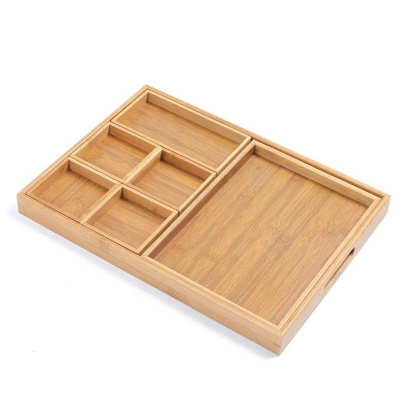 JIKANNOYA トレー お盆 竹製 滑らないトレー 天然竹 多目的トレイ 小物入れ 北欧 トレイ カフェトレー コースター 茶托 ティートレー 前菜プレート ランチョン お膳 お茶 食事用 卓上用トレイ 定食用 多機能 便利 家庭用 業務用 AQTP21