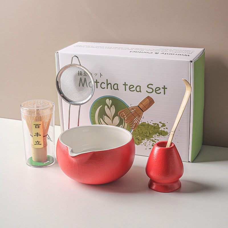 JIKANNOYA 抹茶セット 自宅用 抹茶 セット 茶道具 初心者 お点前セット 抹茶 陶器 抹茶茶碗 注ぎ口付き 茶杓 茶杓立て 茶せん 百本立 茶筅立て くせ直し 綿茶巾 抹茶篩 茶道セット matcha set for beginners お手入れも簡単 母の日 父の日 誕生日 贈り物 おしゃれ 500ml AQCJ66