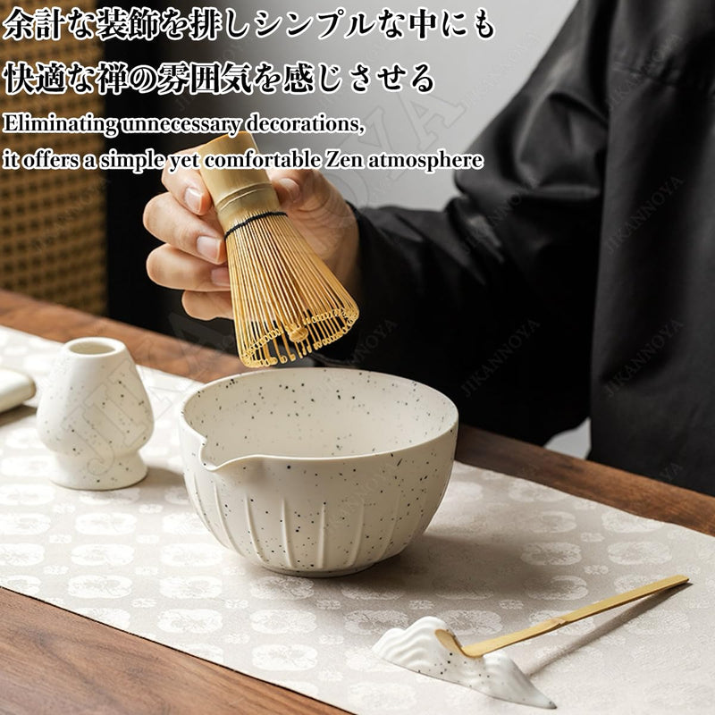 JIKANNOYA 抹茶 セット 抹茶セット 茶道具 初心者 お点前セット 抹茶 陶器 抹茶茶碗 茶杓 茶杓立て 茶せん 百本立 茶筅立て くせ直し 綿茶巾 抹茶篩 茶道セット matcha set for beginners お手入れも簡単 母の日 父の日 誕生日 贈り物セット 500ml AQCJ37