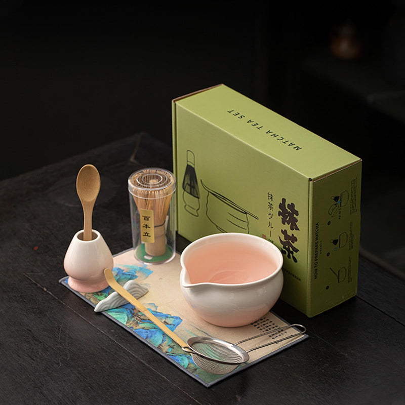 JIKANNOYA 抹茶セット 抹茶 セット 自宅用 茶道具 初心者 お点前セット 抹茶 陶器 抹茶茶碗 茶杓 茶杓立て 茶せん 百本立 茶筅立て くせ直し 綿茶巾 抹茶篩 茶道セット matcha set for beginners お手入れも簡単 母の日 父の日 誕生日 贈り物 おしゃれ CJ204