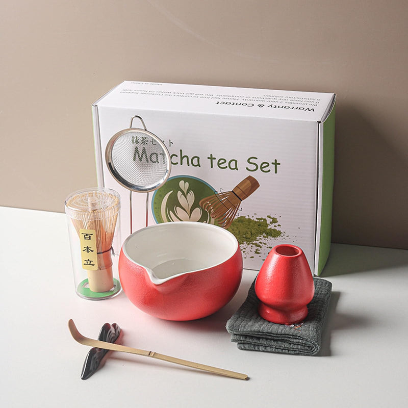 JIKANNOYA 抹茶セット 自宅用 抹茶 セット 茶道具 初心者 お点前セット 抹茶 陶器 抹茶茶碗 注ぎ口付き 茶杓 茶杓立て 茶せん 百本立 茶筅立て くせ直し 綿茶巾 抹茶篩 茶道セット matcha set for beginners お手入れも簡単 母の日 父の日 誕生日 贈り物 おしゃれ 500ml AQCJ66