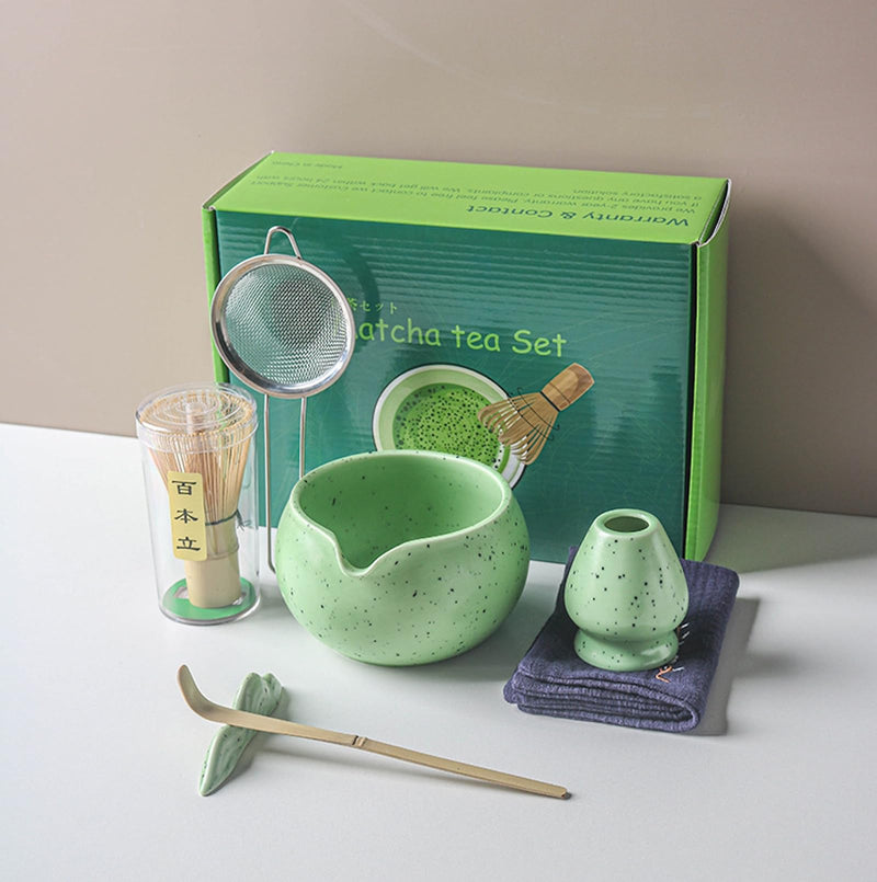 JIKANNOYA 抹茶 セット 抹茶セット 自宅用 茶道具 初心者 お点前セット 抹茶 陶器 抹茶茶碗 茶杓 茶杓立て 茶せん 百本立 茶筅立て くせ直し 綿茶巾 抹茶篩 茶道セット matcha set for beginners お手入れも簡単 母の日 父の日 誕生日 贈り物セット おしゃれ 500ml AQCJ57