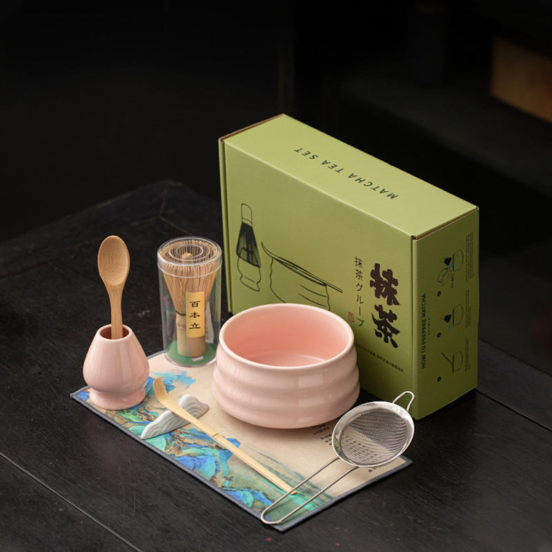 JIKANNOYA 抹茶セット 抹茶 セット 自宅用 茶道具 初心者 お点前セット 抹茶 陶器 抹茶茶碗 茶杓 茶杓立て 茶せん 百本立 茶筅立て くせ直し 綿茶巾 抹茶篩 茶道セット matcha set for beginners お手入れも簡単 母の日 父の日 誕生日 贈り物 おしゃれ 8点セット CJ197