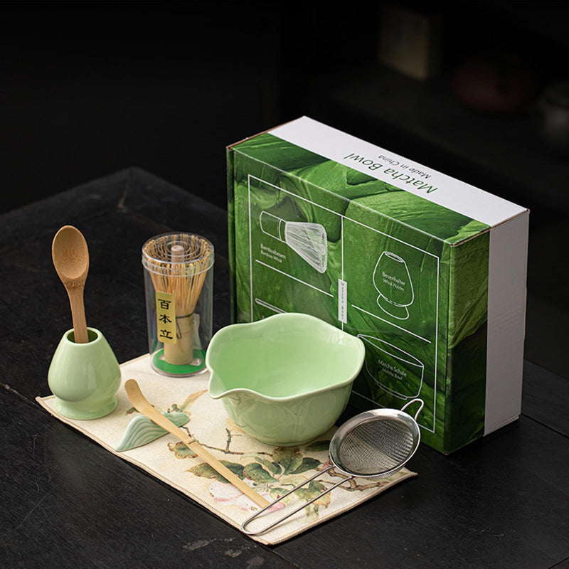JIKANNOYA 抹茶セット 抹茶 セット 自宅用 茶道具 初心者 お点前セット 抹茶 陶器 抹茶茶碗 茶杓 茶杓立て 茶せん 百本立 茶筅立て くせ直し 綿茶巾 抹茶篩 茶道セット matcha set for beginners お手入れも簡単 母の日 父の日 誕生日 贈り物 おしゃれ 蓮 CJ207