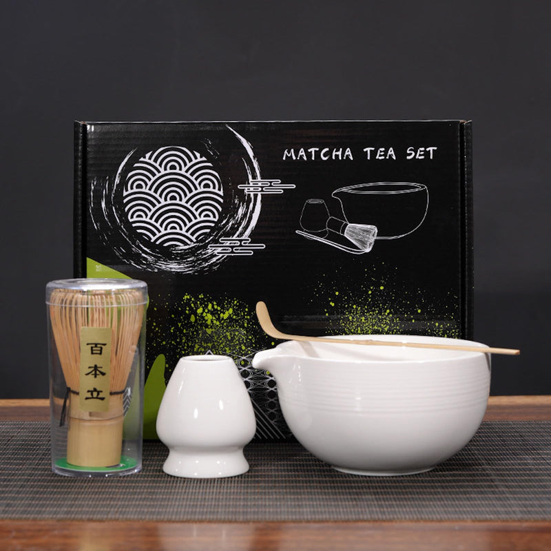 JIKANNOYA 茶道具 セット 抹茶セット お点前セット 4点セット 茶筅 茶せん 百本立 茶筅立て くせ直し 茶杓 初心者 抹茶スターター おうち時間グッズ お手入れも簡単 母の日 父の日 誕生日 贈り物