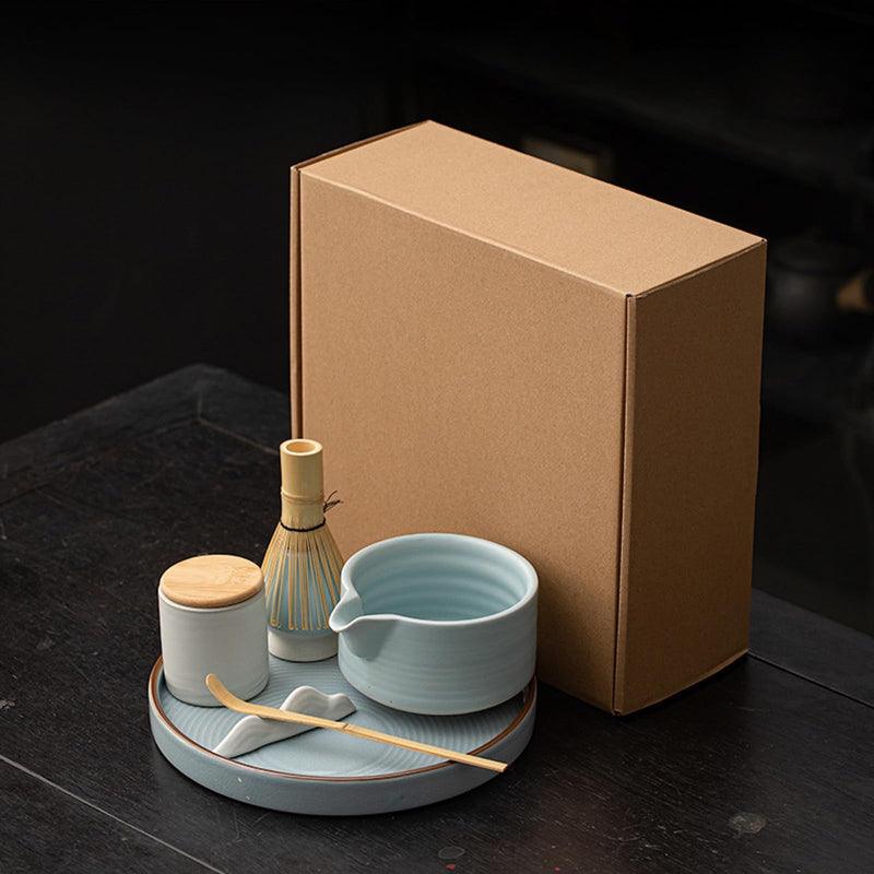 JIKANNOYA 茶道具 セット 抹茶セット お点前セット 7点セット 茶筅 茶せん 百本立 茶筅立て くせ直し 茶杓 陶器茶杓立て 茶筒 陶器トレイ付き 初心者 高級感 抹茶スターター おうち時間グッズ お手入れも簡単 母の日 父の日 誕生日 贈り物 CJ128