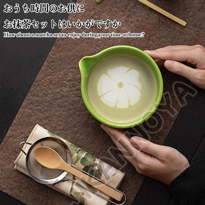 JIKANNOYA 抹茶 セット 抹茶セット 自宅用 茶道具 初心者 お点前セット 抹茶 陶器 抹茶茶碗 茶杓 茶杓立て 茶せん 百本立 茶筅立て くせ直し 綿茶巾 抹茶篩 茶道セット matcha set for beginners お手入れも簡単 母の日 父の日 誕生日 贈り物 おしゃれ AQCJ111