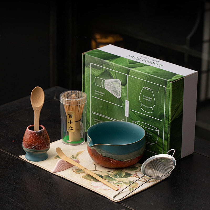 JIKANNOYA 抹茶セット 抹茶 セット 自宅用 茶道具 初心者 お点前セット 抹茶 陶器 抹茶茶碗 茶杓 茶杓立て 茶せん 百本立 茶筅立て くせ直し 綿茶巾 抹茶篩 茶道セット matcha set for beginners お手入れも簡単 母の日 父の日 誕生日 贈り物 おしゃれ CJ208