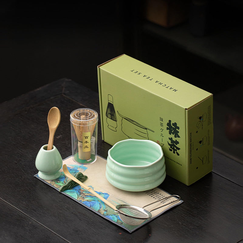 JIKANNOYA 抹茶セット 抹茶 セット 自宅用 茶道具 初心者 お点前セット 抹茶 陶器 抹茶茶碗 茶杓 茶杓立て 茶せん 百本立 茶筅立て くせ直し 茶道セット matcha set for beginners お手入れも簡単 母の日 父の日 誕生日 贈り物 おしゃれ CJ202