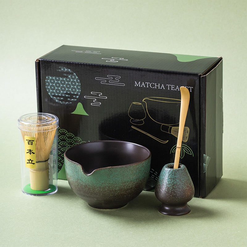 JIKANNOYA 抹茶セット 自宅用 抹茶 セット 茶道具 初心者 お点前セット 抹茶 陶器 抹茶茶碗 注ぎ口付き 茶杓 茶杓立て 茶せん 百本立 茶筅立て くせ直し 綿茶巾 抹茶篩 茶道セット matcha set for beginners お手入れも簡単 母の日 父の日 誕生日 贈り物 おしゃれ 500ml AQCJ69