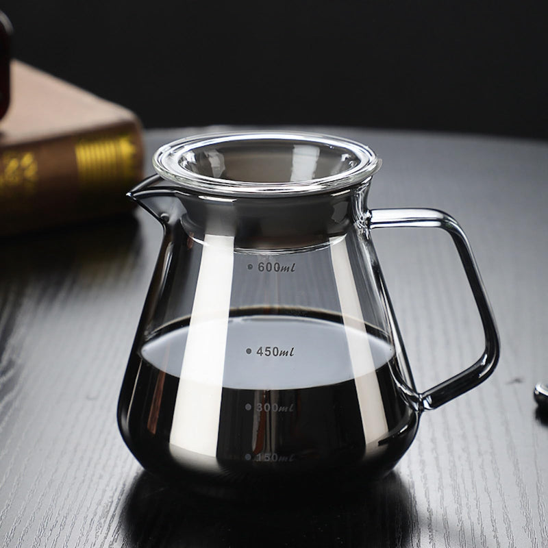 JIKANNOYA コーヒードリッパー ハンドドリップセット コーヒーサーバー 割れない コーヒー サーバー 高ホウ素シリカガラス材料 耐熱ガラス 直火対応 耐寒性 透明 蓋付き 電子レンジ·食洗機対応 目盛り付き コーヒー用品 使いやすい 洗いやすい 多用途 家用 喫茶店 AQKF31