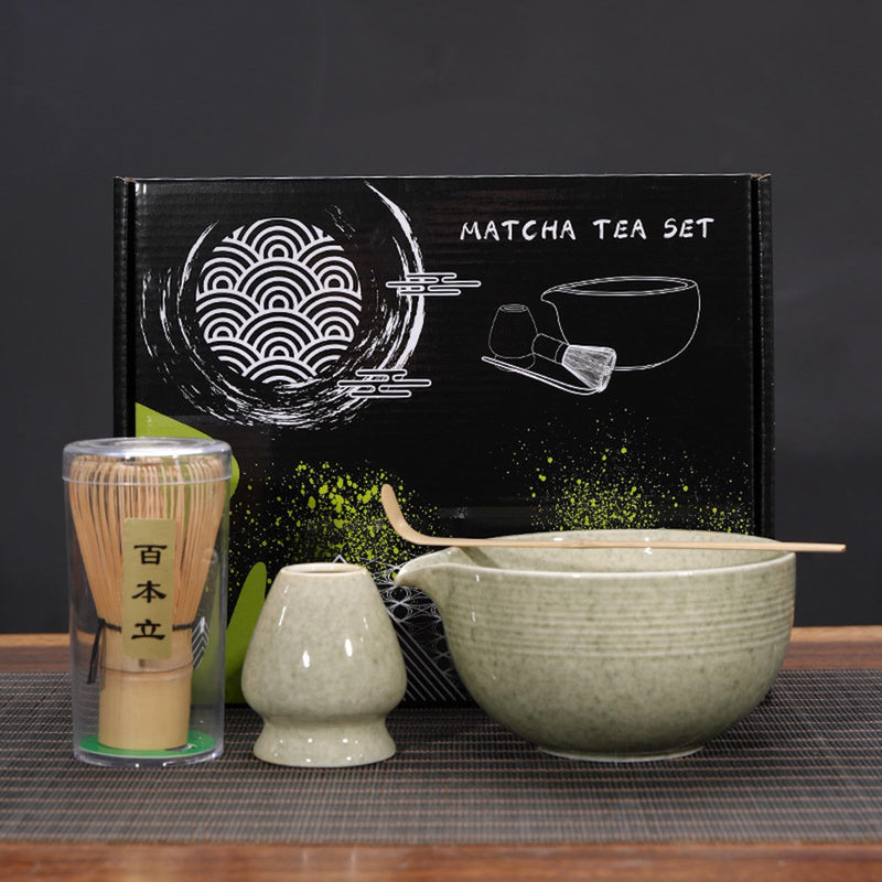 JIKANNOYA 茶道具 セット 抹茶セット お点前セット 4点セット 茶筅 茶せん 百本立 茶筅立て くせ直し 茶杓 初心者 抹茶スターター おうち時間グッズ お手入れも簡単 母の日 父の日 誕生日 贈り物