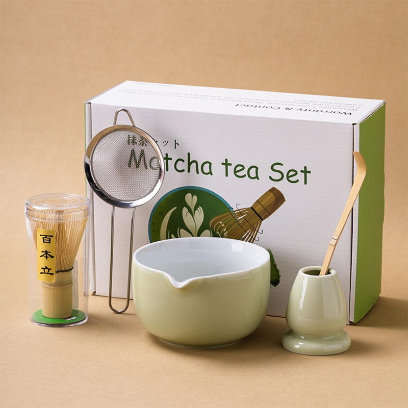 JIKANNOYA 抹茶セット 自宅用 茶道具 初心者 抹茶 セット お点前セット 陶器 抹茶 抹茶茶碗 茶杓 茶杓立て 茶せん 百本立 茶筅立て くせ直し 綿茶巾 抹茶篩 茶道セット matcha set for beginners お手入れも簡単 母の日 父の日 誕生日 贈り物セット ギフトボックス包装 AQCJ62