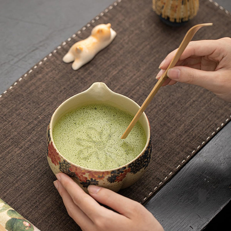 JIKANNOYA 抹茶セット 抹茶 セット 自宅用 茶道具 初心者 お点前セット 抹茶 陶器 抹茶茶碗 注ぎ口付き 茶杓 茶杓立て 茶せん 百本立 茶筅立て くせ直し 綿茶巾 抹茶篩 茶道セット matcha set for beginners お手入れも簡単 母の日 父の日 誕生日 贈り物 おしゃれ 550ml AQCJ126