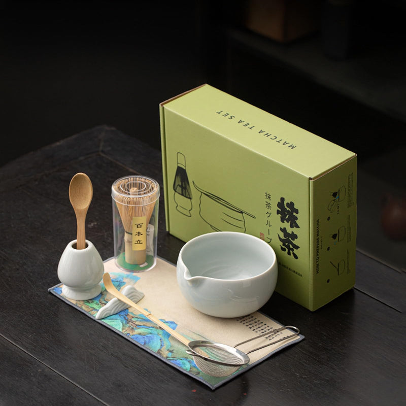 JIKANNOYA 抹茶セット 抹茶 セット 自宅用 茶道具 初心者 お点前セット 抹茶 陶器 抹茶茶碗 茶杓 茶杓立て 茶せん 百本立 茶筅立て くせ直し 茶道セット matcha set for beginners お手入れも簡単 母の日 父の日 誕生日 贈り物 おしゃれ CJ202