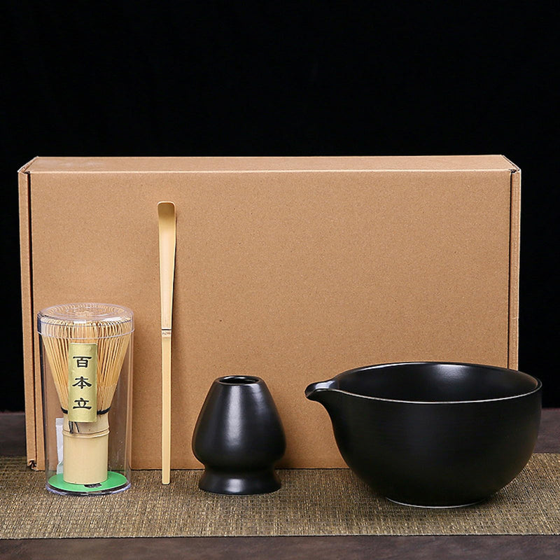 JIKANNOYA 茶道具 セット 抹茶セット お点前セット 4点セット 茶筅 茶せん 百本立 茶筅立て くせ直し 茶杓 初心者 抹茶スターター おうち時間グッズ お手入れも簡単 母の日 父の日 誕生日 贈り物