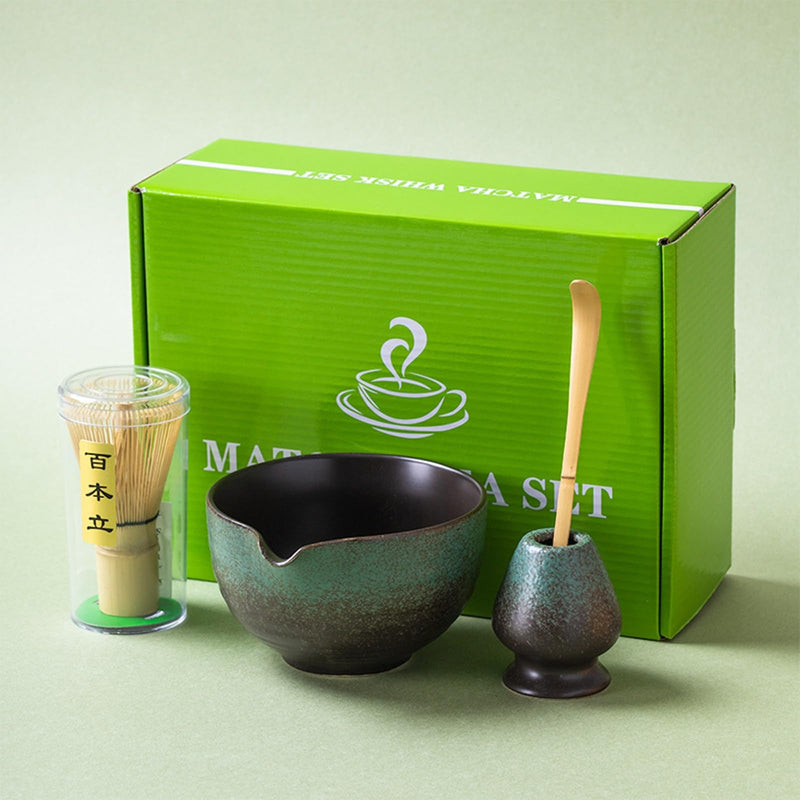 JIKANNOYA 抹茶セット 自宅用 抹茶 セット 茶道具 初心者 お点前セット 抹茶 陶器 抹茶茶碗 注ぎ口付き 茶杓 茶杓立て 茶せん 百本立 茶筅立て くせ直し 綿茶巾 抹茶篩 茶道セット matcha set for beginners お手入れも簡単 母の日 父の日 誕生日 贈り物 おしゃれ 500ml AQCJ67