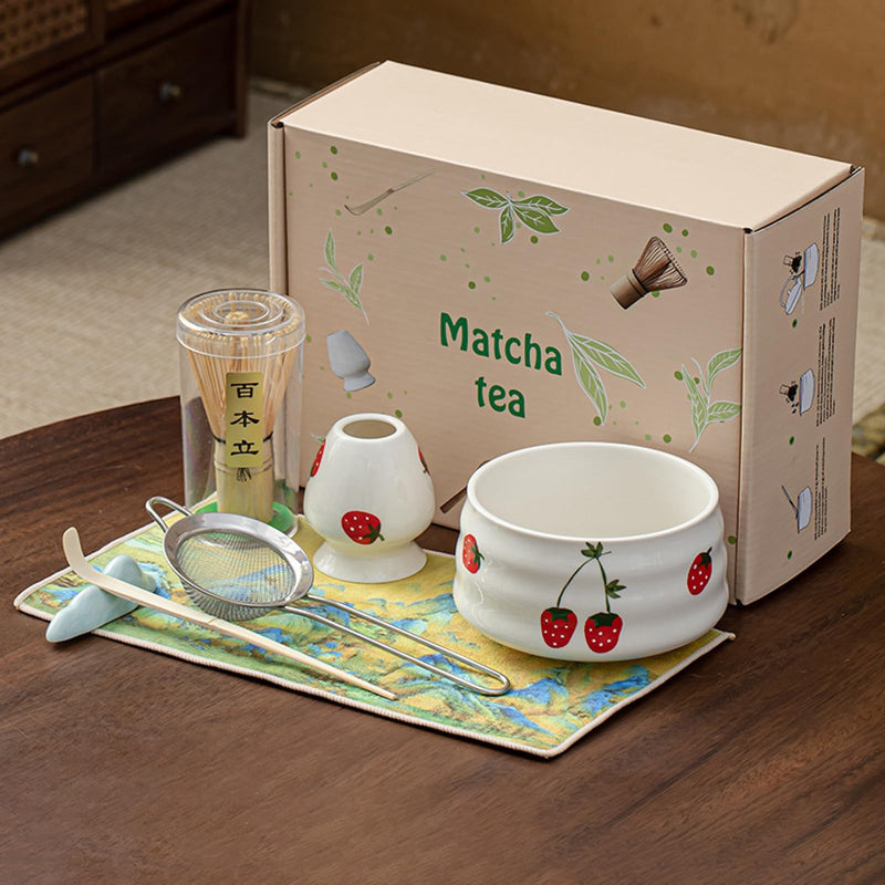 JIKANNOYA 抹茶セット 自宅用 抹茶 セット 茶道具 初心者 お点前セット 抹茶 陶器 抹茶茶碗 注ぎ口付き 茶杓 茶杓立て 茶せん 百本立 茶筅立て くせ直し 綿茶巾 抹茶篩 茶道セット matcha set for beginners お手入れも簡単 母の日 父の日 誕生日 贈り物 おしゃれ 600ml AQCJ97