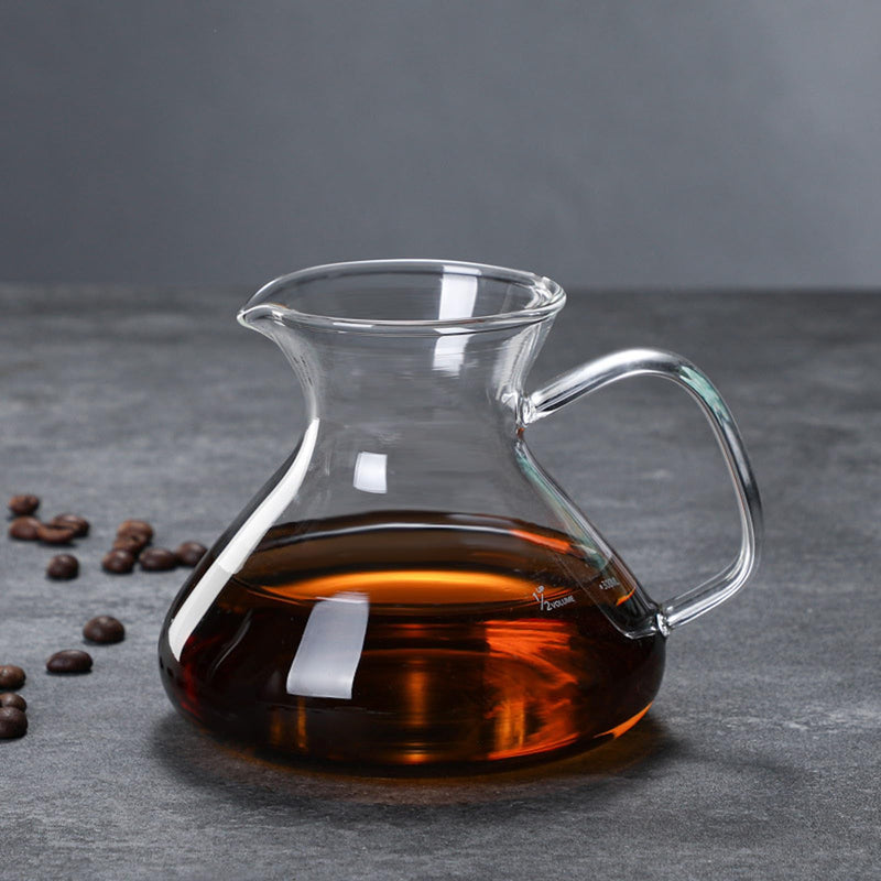JIKANNOYA コーヒードリッパー ハンドドリップセット コーヒーサーバー 割れない 高ホウ素シリカガラス材料 耐熱ガラス 直火対応 耐寒性 ドリッパー 電子レンジ·食洗機対応 コーヒー用品 洗いやすい 多用途 家用 喫茶店 透明 大きなお腹 ポット 1~2杯用 300ml