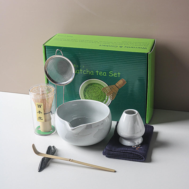 JIKANNOYA 抹茶セット 自宅用 抹茶 セット 茶道具 初心者 お点前セット 抹茶 陶器 抹茶茶碗 注ぎ口付き 茶杓 茶杓立て 茶せん 百本立 茶筅立て くせ直し 綿茶巾 抹茶篩 茶道セット matcha set for beginners お手入れも簡単 母の日 父の日 誕生日 贈り物セット おしゃれ 500ml AQCJ65