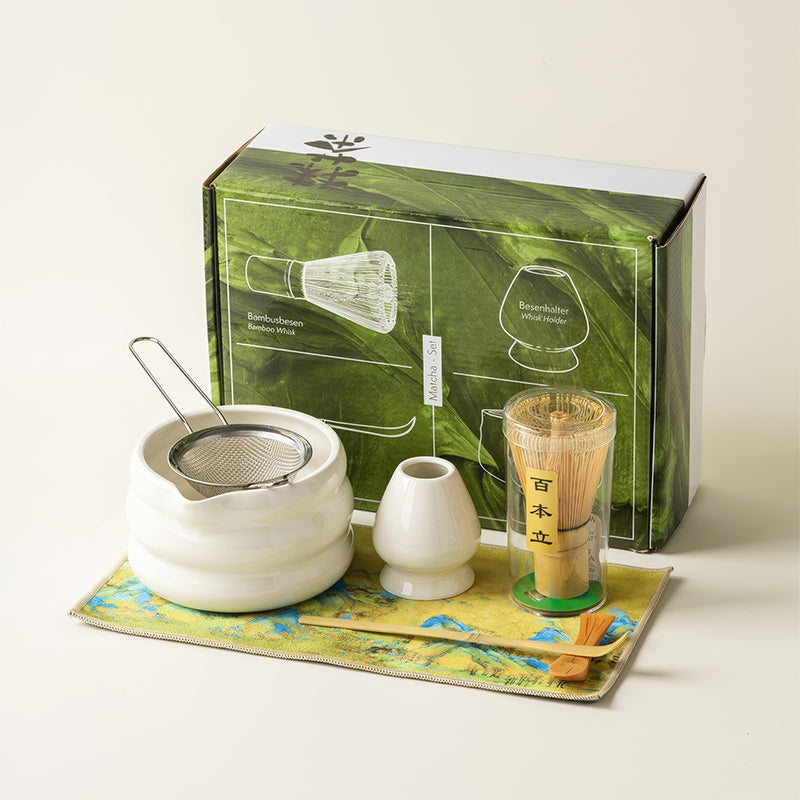 JIKANNOYA 抹茶 セット 抹茶セット 茶道具 初心者 お点前セット 抹茶 陶器 抹茶茶碗 茶杓 茶杓立て 茶せん 百本立 茶筅立て くせ直し 綿茶巾 抹茶篩 茶道セット matcha set for beginners お手入れも簡単 母の日 父の日 誕生日 贈り物セット 500ml AQCJ36