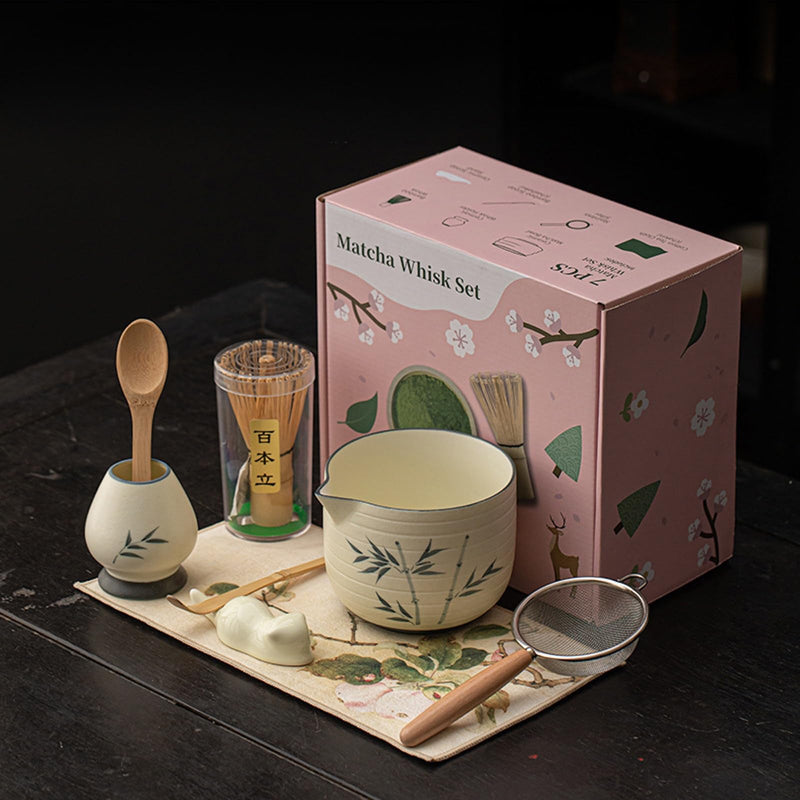 JIKANNOYA 抹茶セット 抹茶 セット 自宅用 茶道具 初心者 お点前セット 抹茶 陶器 抹茶茶碗 茶杓 茶杓立て 茶せん 百本立 茶筅立て くせ直し 茶道セット matcha set for beginners お手入れも簡単 母の日 父の日 誕生日 贈り物 おしゃれ CJ213