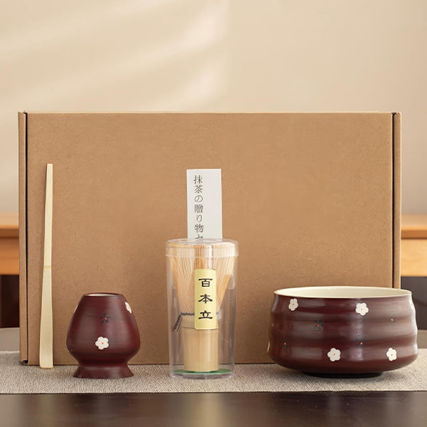 JIKANNOYA 抹茶 セット 初心者 茶道具 matcha set お点前セット 4点セット 茶杓 茶筅 茶せん whisk 百本立 茶筅立て くせ直し お手入れも簡単 母の日 父の日 誕生日 贈り物 cute 携帯 おしゃれ AQCJ45