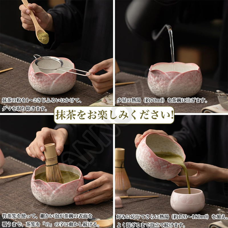 JIKANNOYA 抹茶セット 抹茶 セット 自宅用 茶道具 初心者 お点前セット 抹茶 陶器 抹茶茶碗 茶杓 ネコ茶杓立て 茶せん 百本立 茶道セット matcha set for beginners お手入れも簡単 母の日 父の日 誕生日 贈り物 おしゃれ 8点セット 氷裂貫入釉薬シリーズ CJ160