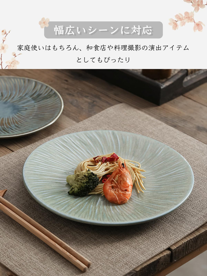 JIKANNOYA 皿 丸皿 焼物皿 ケーキ皿 パスタ皿 プレート 焼き物皿 デザートプレート 取り皿 刺身皿 和食器 和皿 魚 お皿 食器 魚焼き器 dish 大皿 丸 陶器 陶盤 割れない 耐熱 電子レンジ 食洗機対応 和風 あじわい おしゃれ 業務用 レストラン 居酒屋 TCPYX10