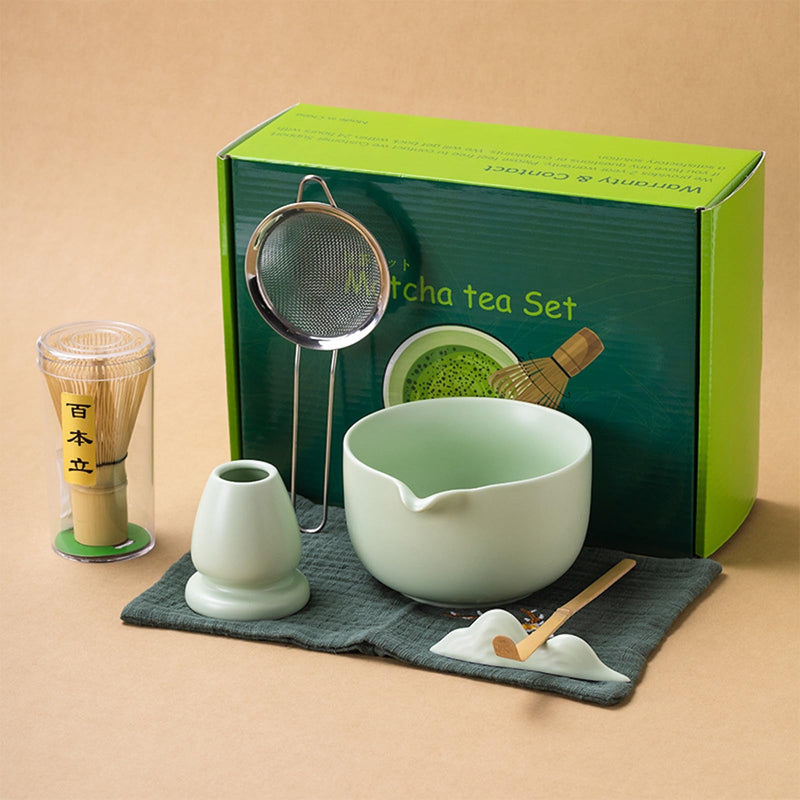 JIKANNOYA 抹茶セット 茶道具 初心者 抹茶 セット お点前セット 陶器 抹茶 抹茶茶碗 茶杓 茶杓立て 茶せん 百本立 茶筅立て くせ直し 綿茶巾 抹茶篩 茶道セット matcha set for beginners お手入れも簡単 母の日 父の日 誕生日 贈り物セット ギフトボックス包装 AQCJ47