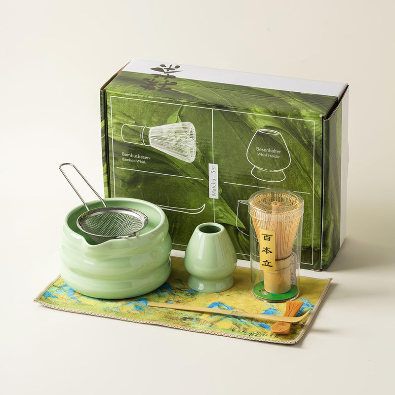 JIKANNOYA 抹茶 セット 抹茶セット 茶道具 初心者 お点前セット 抹茶 陶器 抹茶茶碗 茶杓 茶杓立て 茶せん 百本立 茶筅立て くせ直し 綿茶巾 抹茶篩 茶道セット matcha set for beginners お手入れも簡単 母の日 父の日 誕生日 贈り物セット 500ml AQCJ36