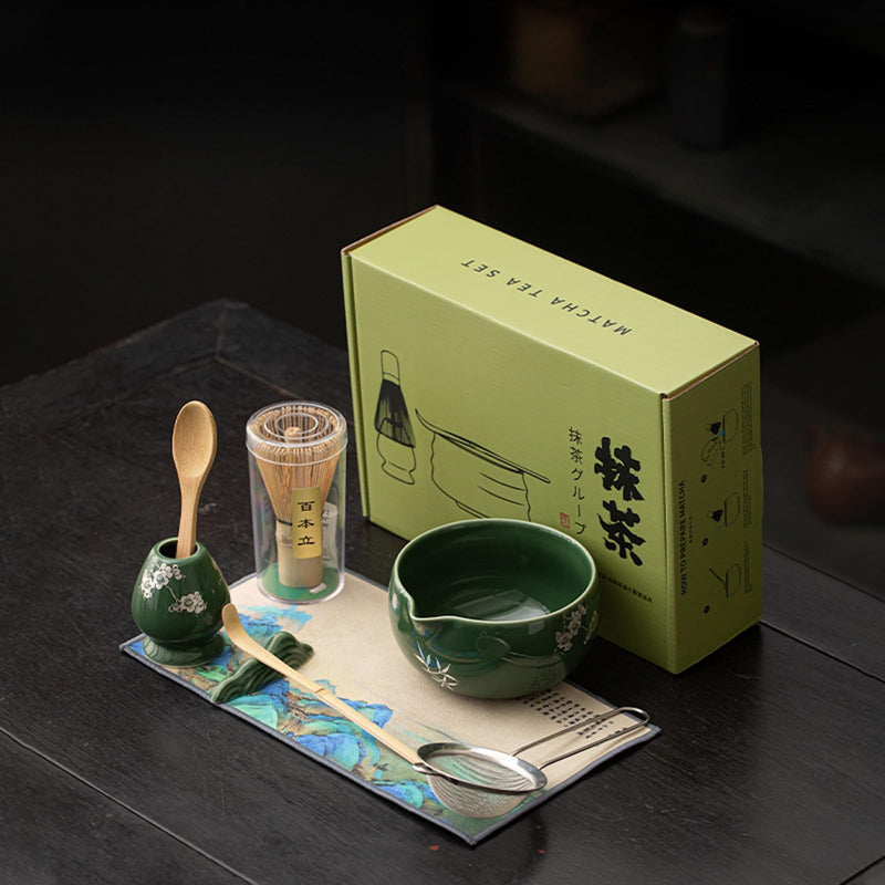 JIKANNOYA 抹茶セット 抹茶 セット 自宅用 茶道具 初心者 お点前セット 抹茶 陶器 抹茶茶碗 茶杓 茶杓立て 茶せん 百本立 茶筅立て くせ直し 茶道セット matcha set for beginners お手入れも簡単 母の日 父の日 誕生日 贈り物 おしゃれ CJ202