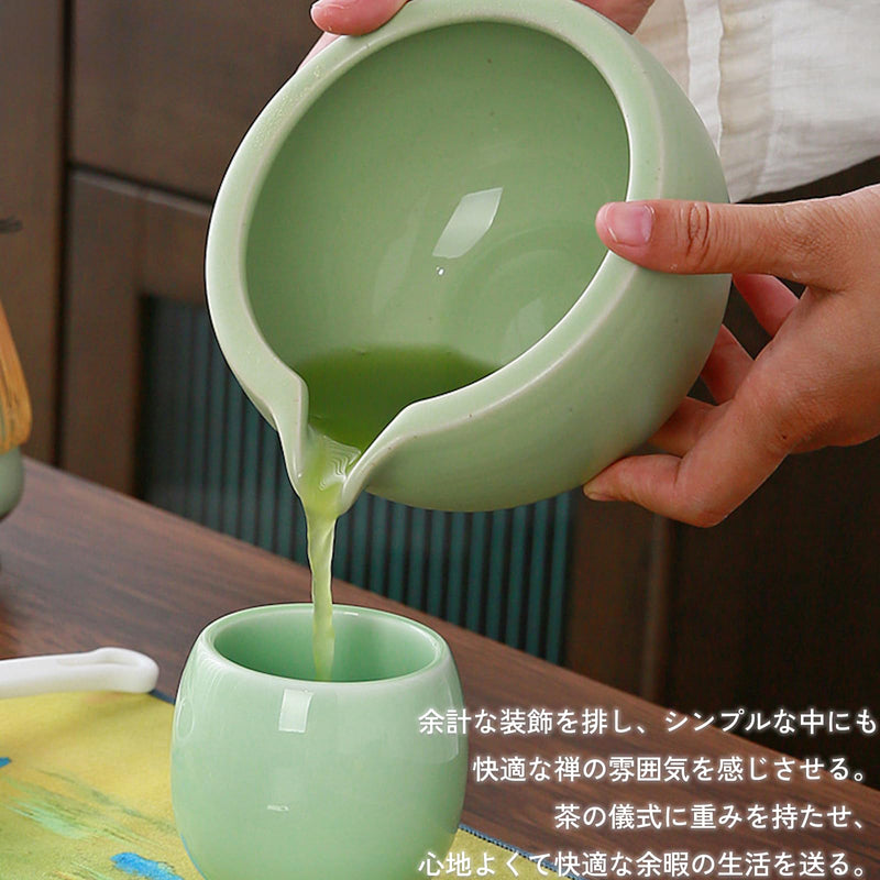 JIKANNOYA 抹茶セット お点前セット 9点セット 陶磁器茶碗 注ぎ口付き 茶杓 茶筅 茶せん 百本立 茶筅立て くせ直し 抹茶篩 綿茶巾 陶磁器茶杓立て 茶筒 初心者 抹茶スターター おうち時間グッズ お手入れも簡単 母の日 父の日 誕生日 贈り物