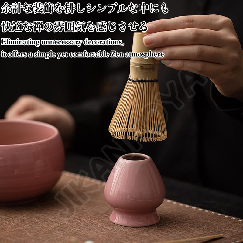 JIKANNOYA 抹茶セット 抹茶 セット 自宅用 茶道具 初心者 お点前セット 抹茶 陶器 抹茶茶碗 茶杓 茶杓立て 茶せん 百本立 茶筅立て くせ直し 綿茶巾 抹茶篩 茶道セット matcha set for beginners お手入れも簡単 母の日 父の日 誕生日 贈り物 おしゃれ 600ml AQCJ99
