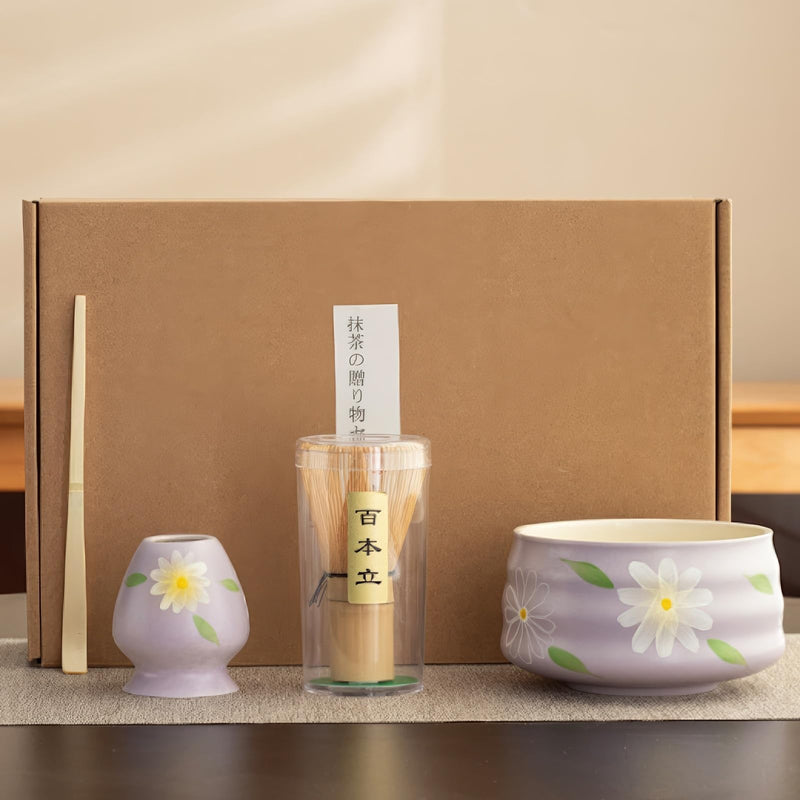 JIKANNOYA 抹茶 セット 初心者 茶道具 matcha set お点前セット 4点セット 茶杓 茶筅 茶せん whisk 百本立 茶筅立て くせ直し お手入れも簡単 母の日 父の日 誕生日 贈り物 cute 携帯 おしゃれ AQCJ45