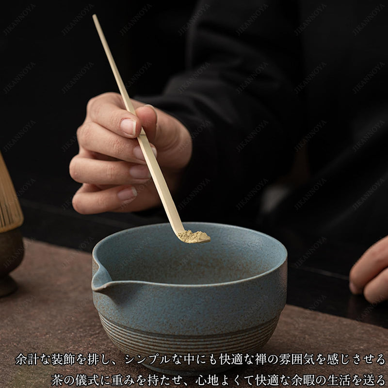 JIKANNOYA 茶道具 セット お点前セット 抹茶セット 4点セット 茶杓 茶筅 茶せん 百本立 茶筅立て くせ直し 初心者 抹茶スターター おうち時間グッズ お手入れも簡単 母の日 父の日 誕生日 贈り物